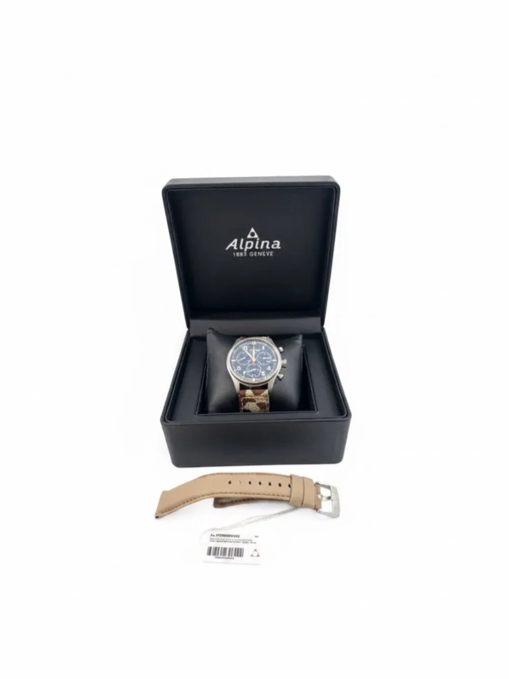Alpina Startimer Pilot Chronograph Camo Swiss Watch w/ Box & Extra Strap
